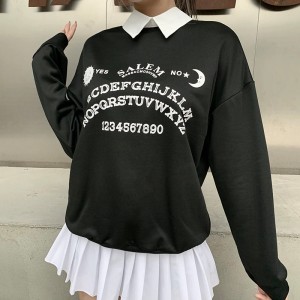 Black Grunge Oversized Hoodies Gothic Harajuku Streetwear Chic Letter Print Hoodies Women Autumn Long Sleeve Hoodies